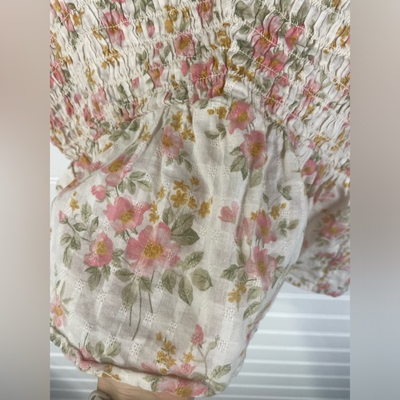 American Eagle Floral V-neck Smocked Peplum Cropped Top Small Women’s EUC - Picture 6 of 10